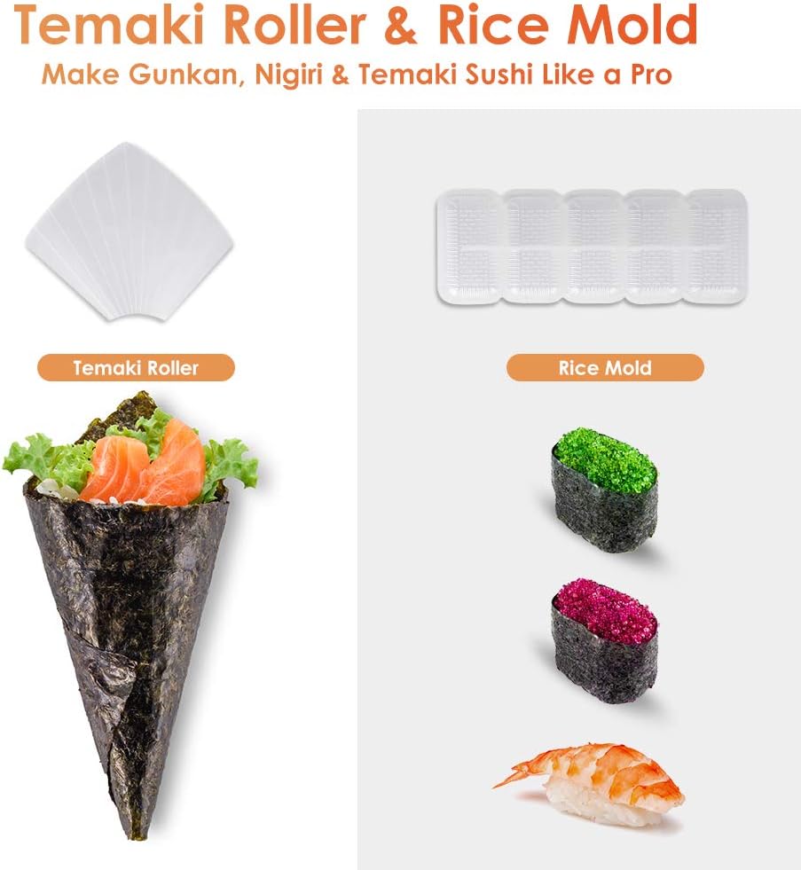 20 in 1 Sushi Making Kit with Chef’s Knife, Bamboo Mats, Rice Mold J3121