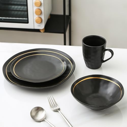Black Porcelain Dinnerware Set, 16-Piece, Service For 4 K58866