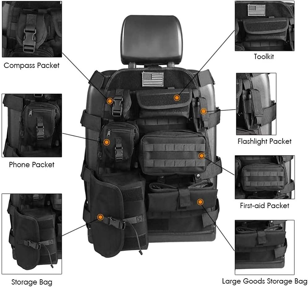 Tactical Seat Cover with Multi Pockets Black K89014