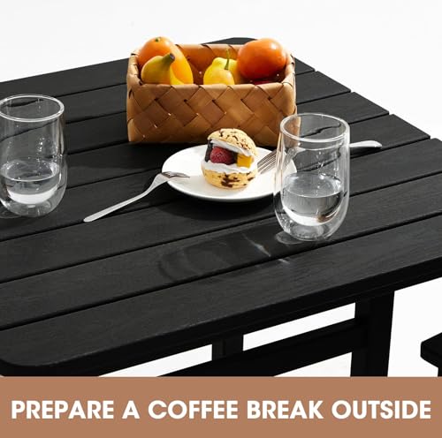 5 Pieces HDPE Adirondack Bar Chairs Set with Bar Pub Table, Black T9406