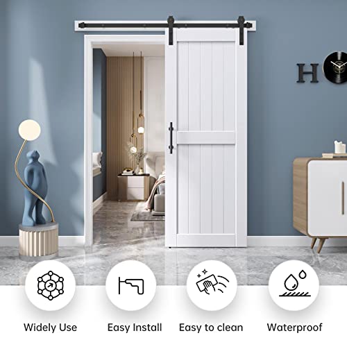 White Barn Door with Sliding Door Hardware Kit V605553