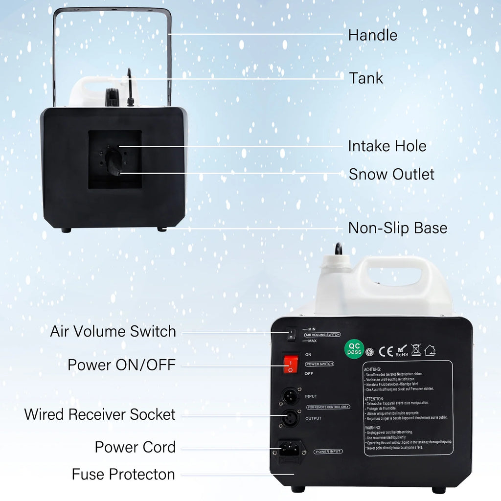 1500W Snow Machine Snowflake Maker with Wireless Remote C141