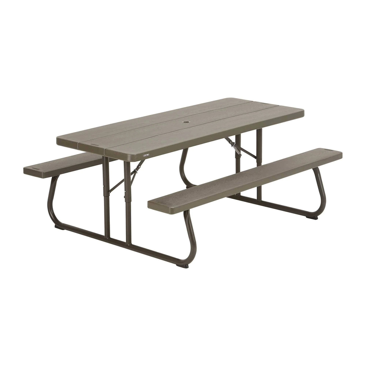 6-Foot Dark Brown Faux Wood Folding Picnic Table W32373