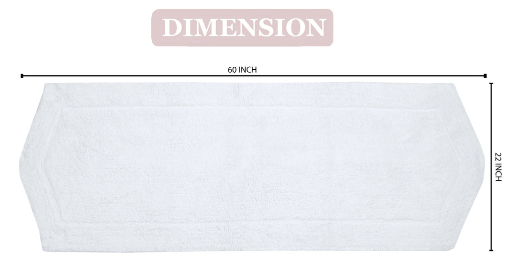 100% Cotton Tufted Bath Rug, 22"x60" Runner, White E30387