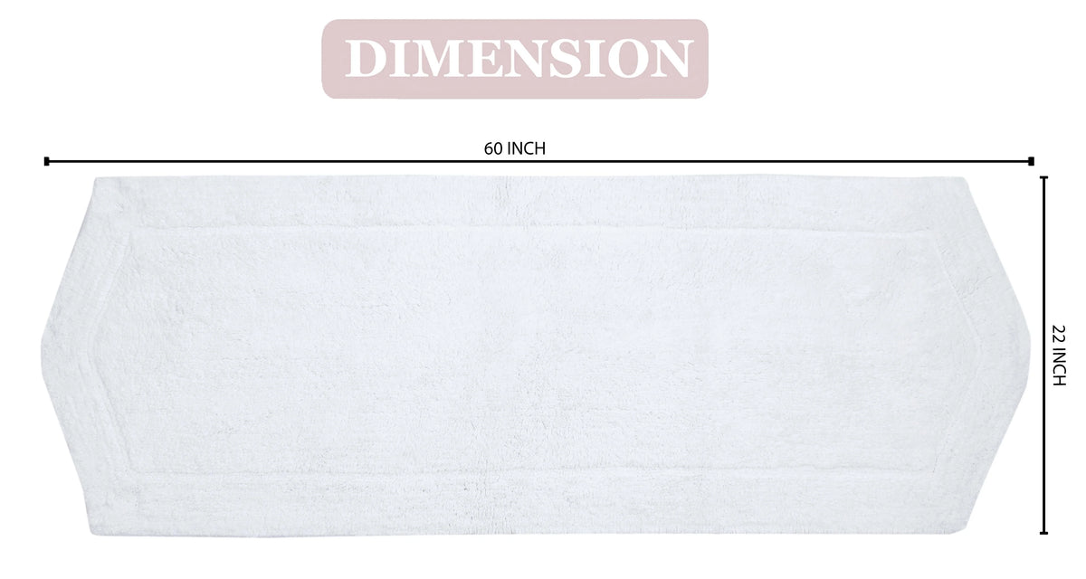 100% Cotton Tufted Bath Rug, 22"x60" Runner, White E30387