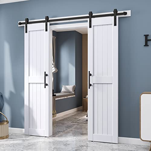 White Barn Door with Sliding Door Hardware Kit V605553