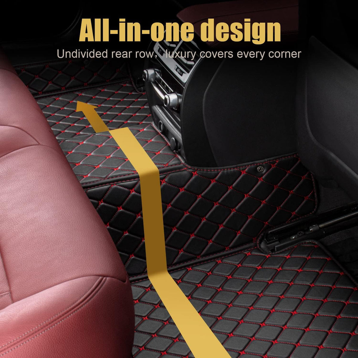 Leather Car Floor Mats 1st & 2nd Row Black O1395