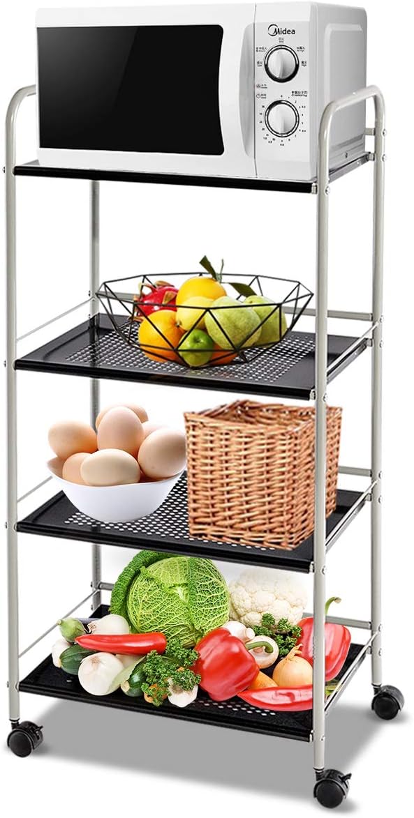 Rolling Steel Storage Cart with Lockable Wheels S374996