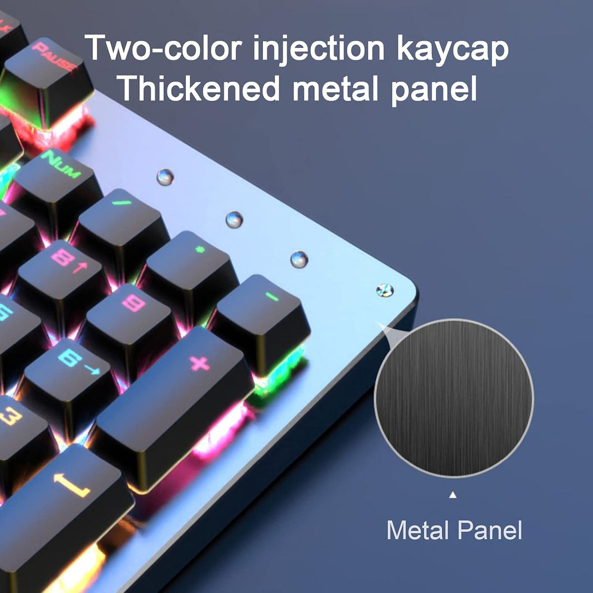 Wired Mechanical Gaming Keyboard Rainbow Backlit 104 Keys Pack of 2 B7826