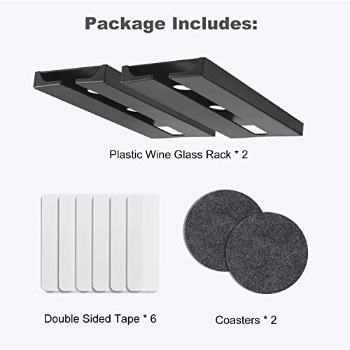 Black 4 Pack Plastic Wine Glass Rack with 4 Coasters S113