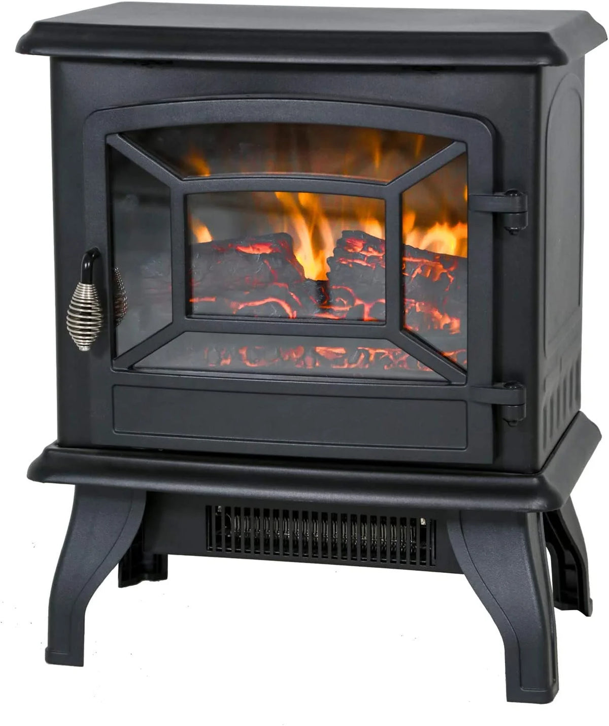 20" Electric Fireplace Heater Portable Indoor Freestanding 3D Flame Effect 1400W Black S422386