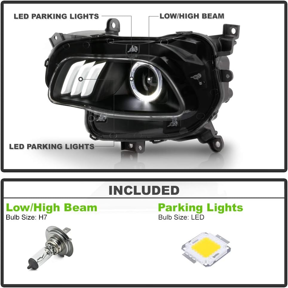 2014-2018 Jeep Cherokee Black Housing Projector Headlights Assembly T633663