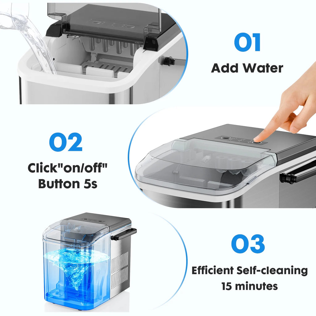 Portable 1.5L Electric Ice Maker Silver S5202