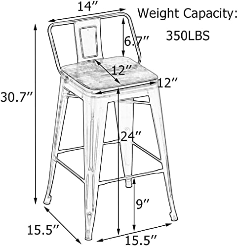30 Inch Set of 4 Swivel Counter Height Metal Bar Stools G767626
