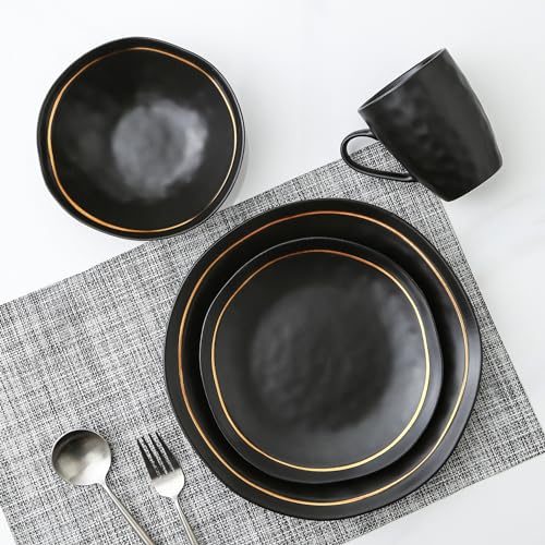 Black Porcelain Dinnerware Set, 16-Piece, Service For 4 K58866