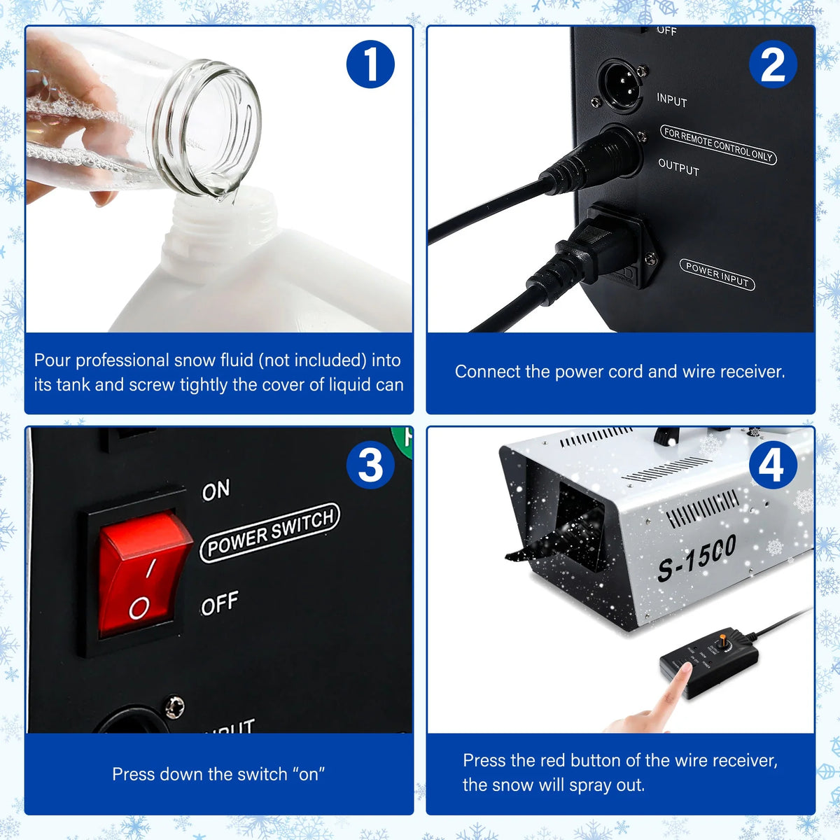 1500W Snow Machine Snowflake Maker with Wireless Remote C141