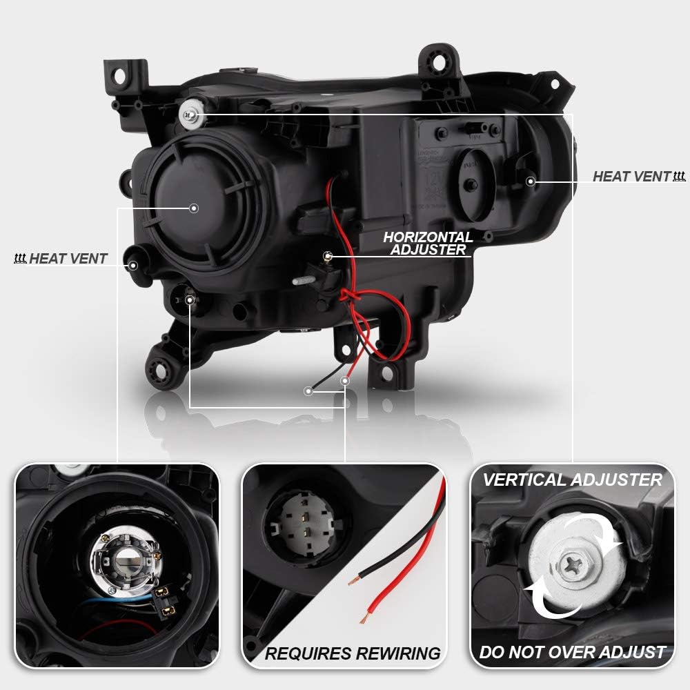 2014-2018 Jeep Cherokee Black Housing Projector Headlights Assembly T633663