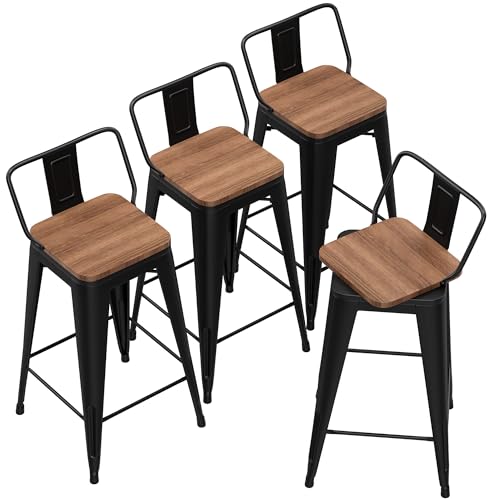 30 Inch Set of 4 Swivel Counter Height Metal Bar Stools G767626