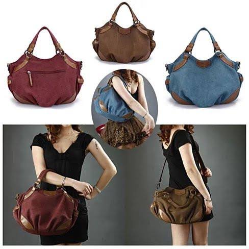 Canvas Shoulder Bag Sea Blue K8954