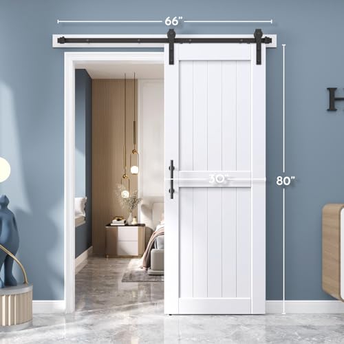 White Barn Door with Sliding Door Hardware Kit V605553