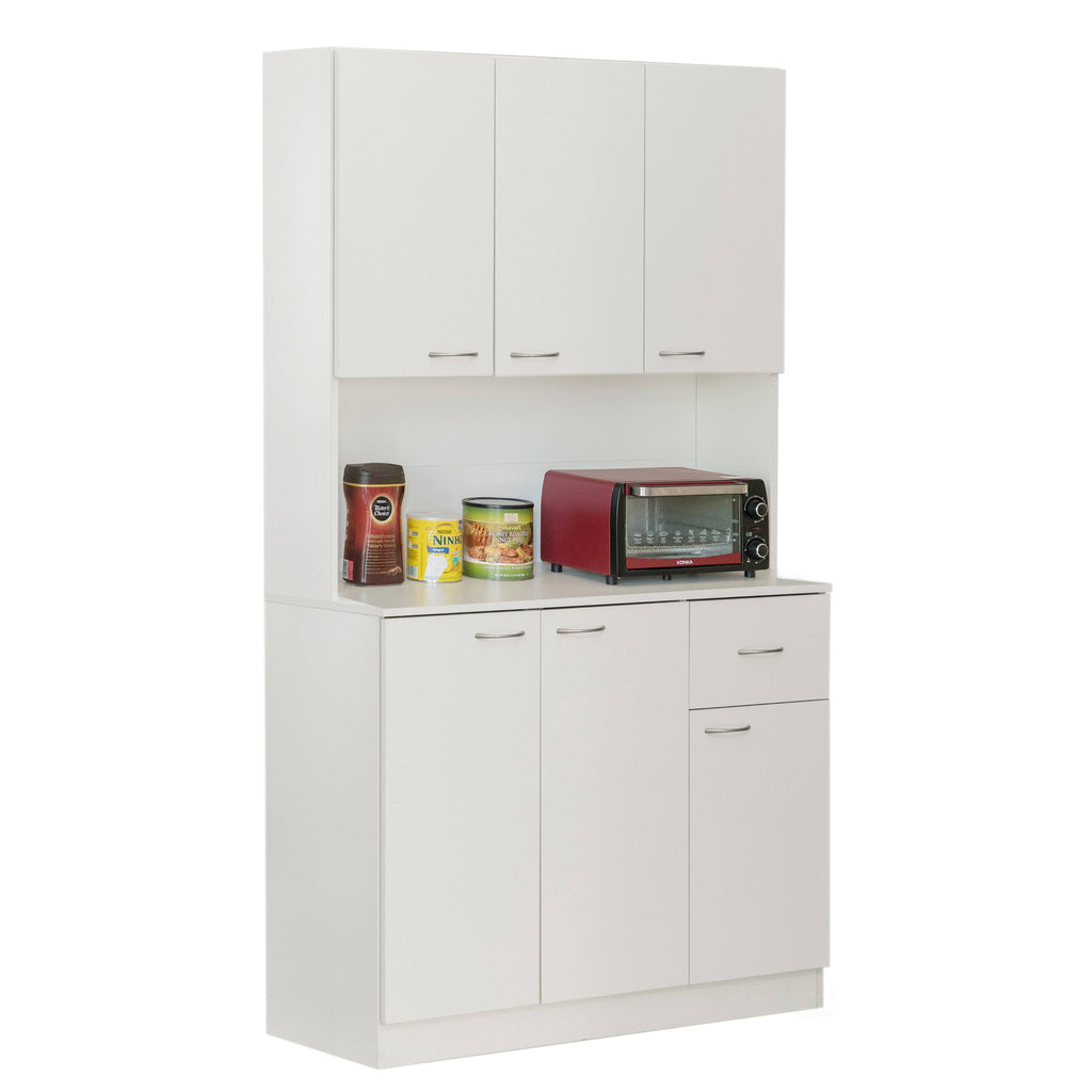 White Kitchen Pantry Storage Cabinet with Doors and Shelves V917220