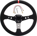 Universal Racing Steering Wheel Suede Deep Dish 350mm 6 Bolts with Horn Button H6359