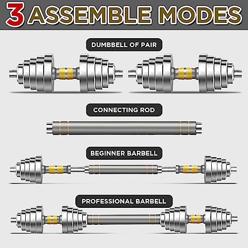 44/66 LBS Steel Dumbbell Set with Connecting Rod S270854