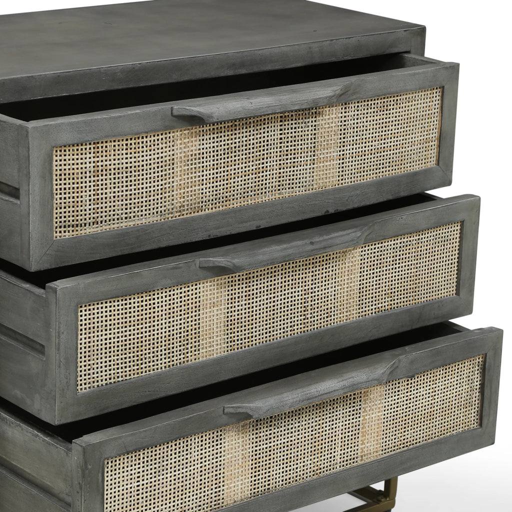 Handcrafted Mango Wood 3 Drawer Cabinet I55836