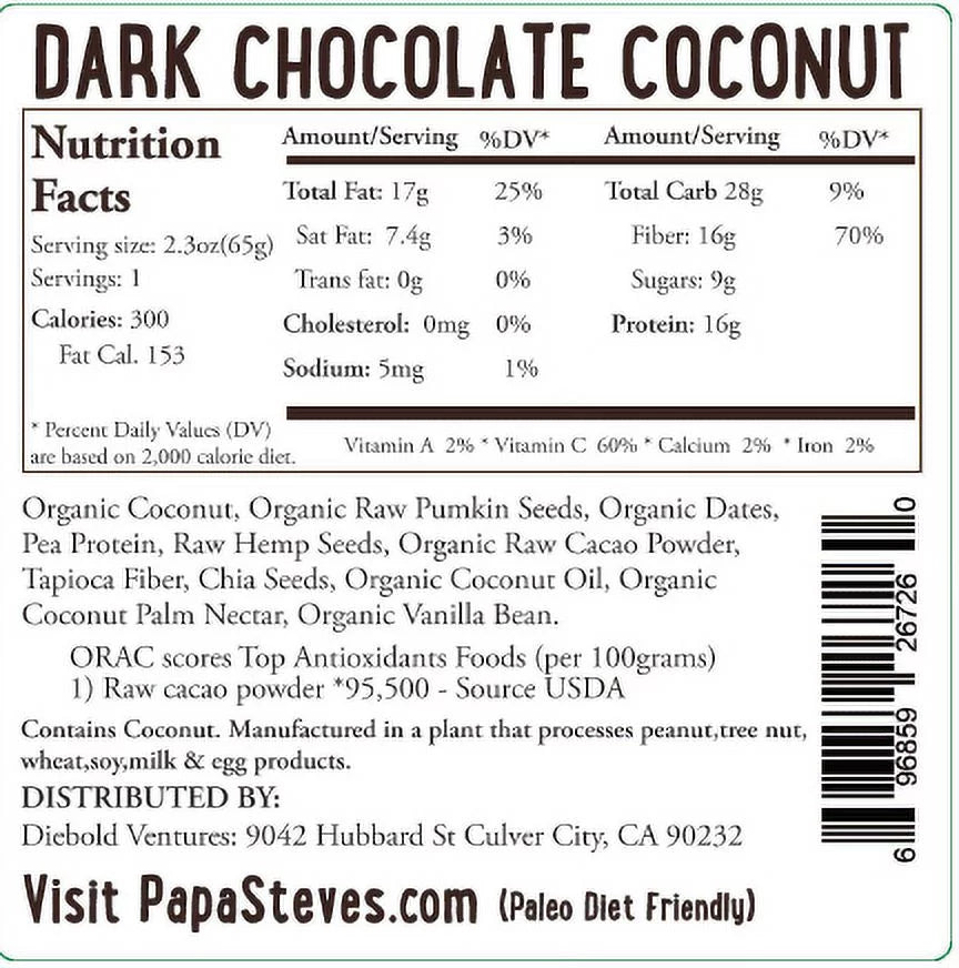 Dark Chocolate Coconut Protein Bar 10 Ct K8825