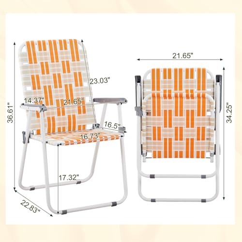 Set of 2 Yellow Webbed Folding Lawn Chair Y1314