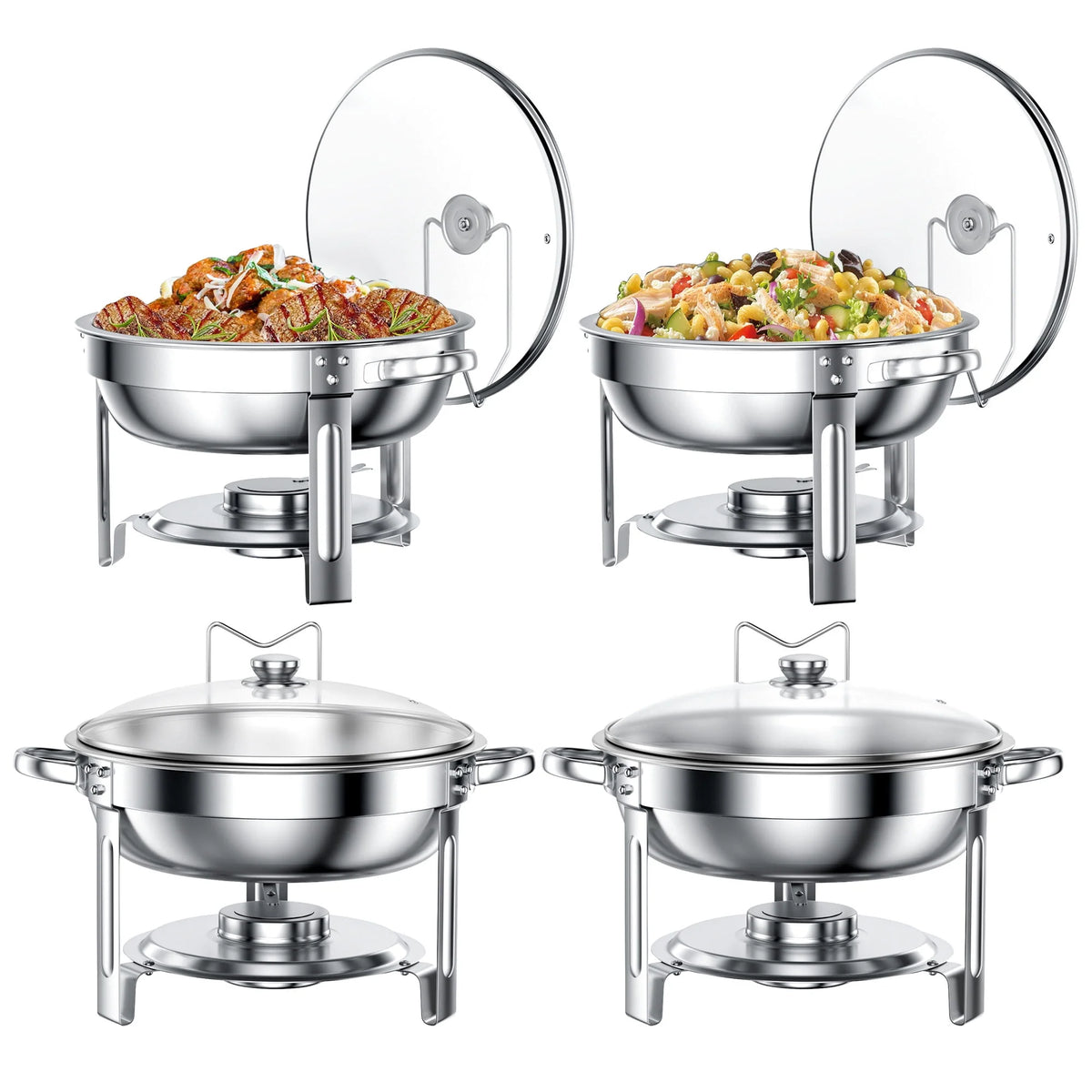 2 Pack 5QT Stainless Steel Chafing Dish Buffet Set with Glass Lid E57731