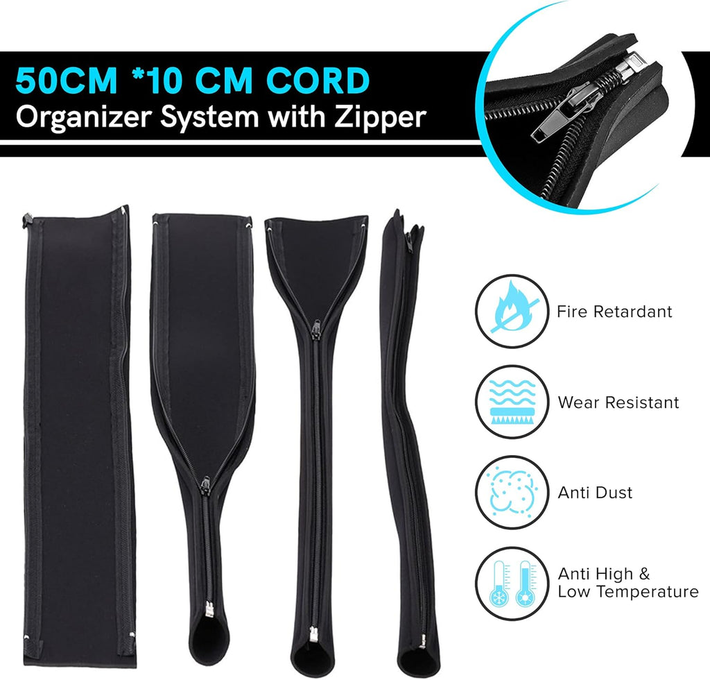 Cable Management Protection Sleeves with Reusable Cable Ties and Name Sticker R349