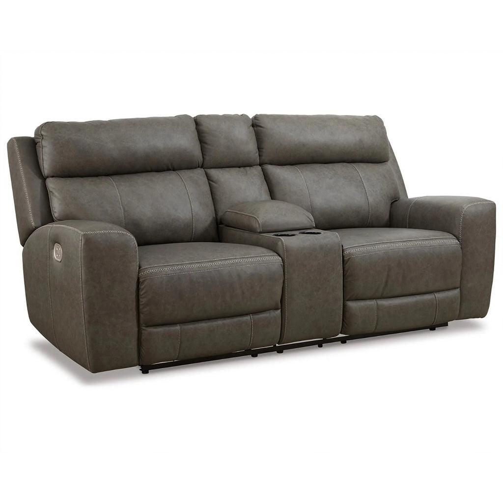Gray Leather Power Reclining Loveseat T750321