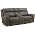 Gray Leather Power Reclining Loveseat T750321