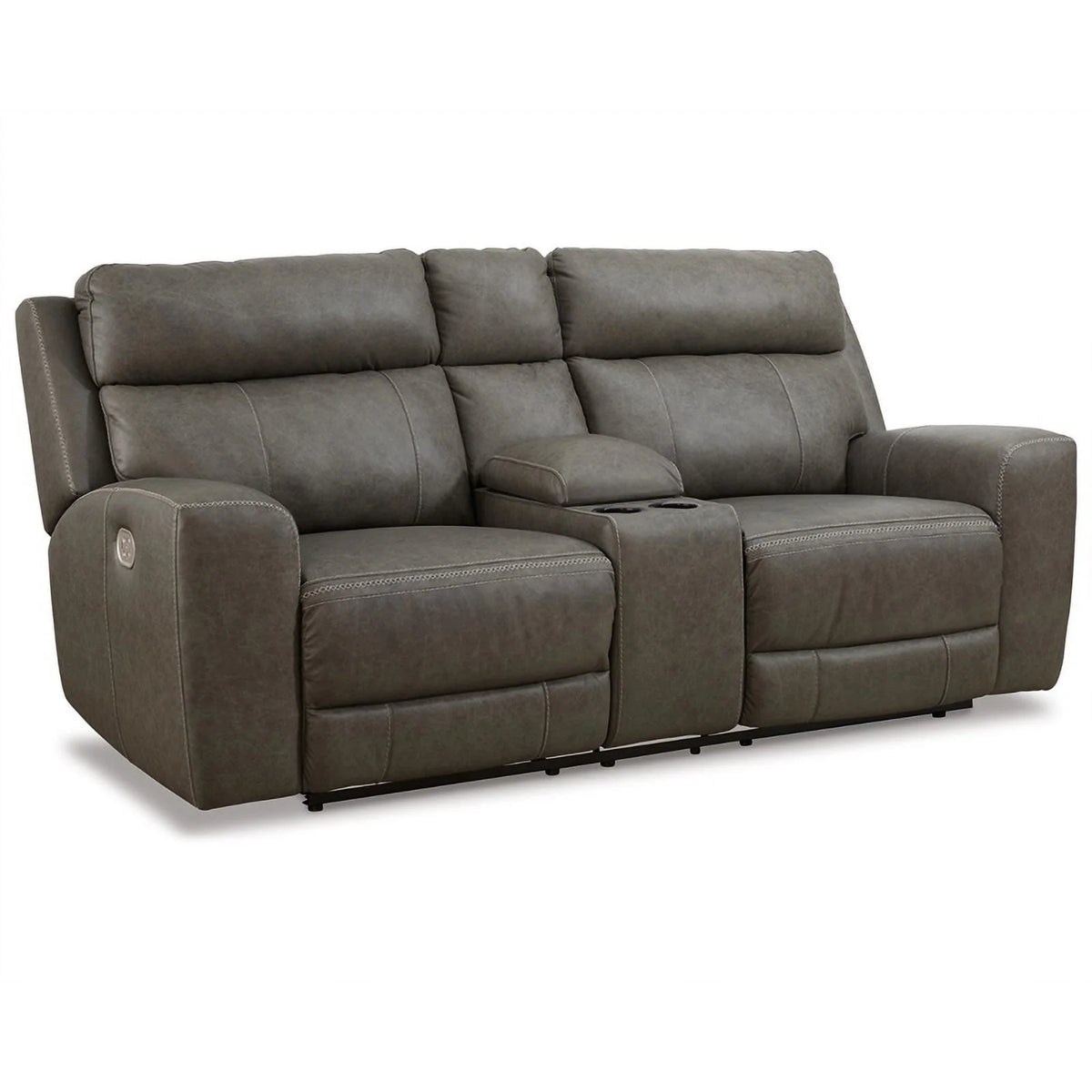 Gray Leather Power Reclining Loveseat T750321