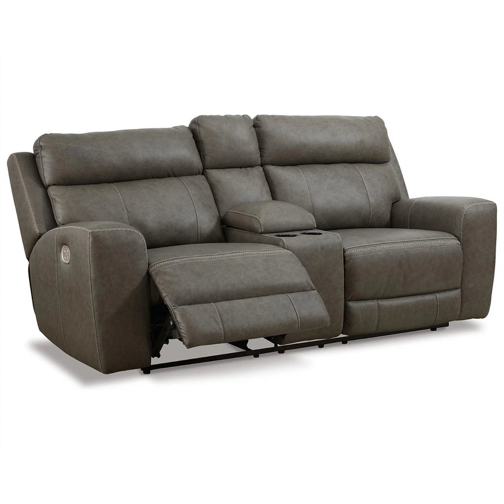 Gray Leather Power Reclining Loveseat T750321