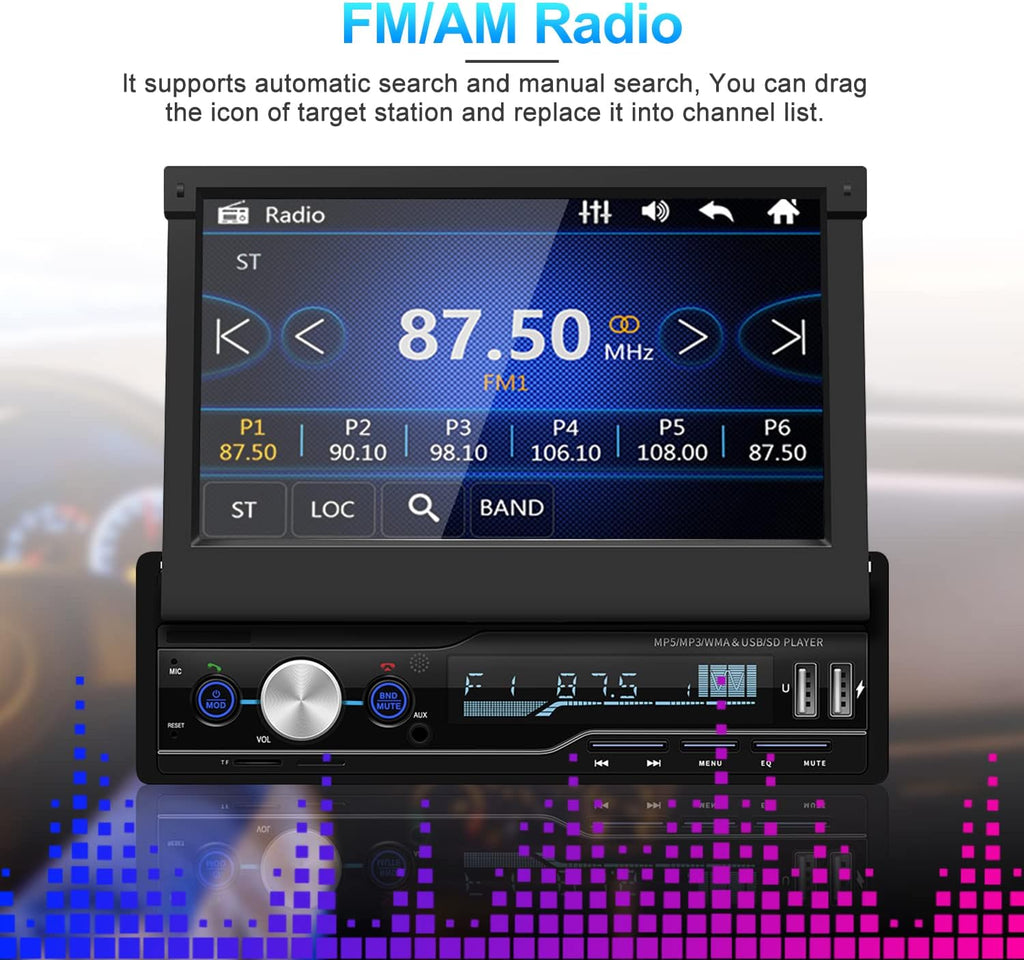 7 inch Flip Out Touch Screen Car Stereo with Backup Camera Y4220
