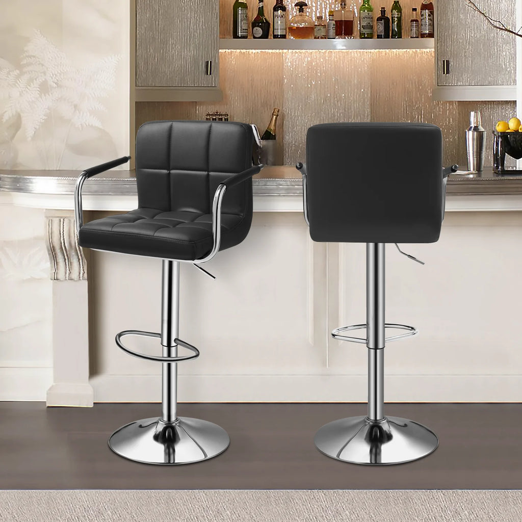 Set of 2 Black Faux Leather Swivel Bar Stools G81239