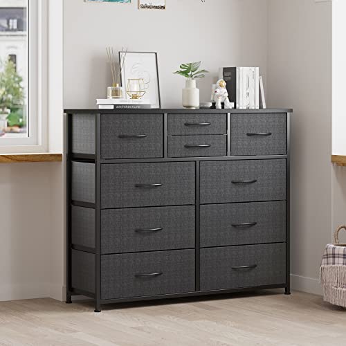 10 Drawer Fabric Storage Dresser with Wood Top Z503