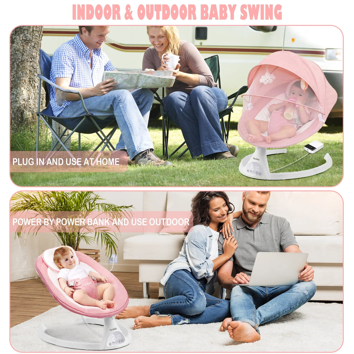 Pink Electric Baby Swing T306538