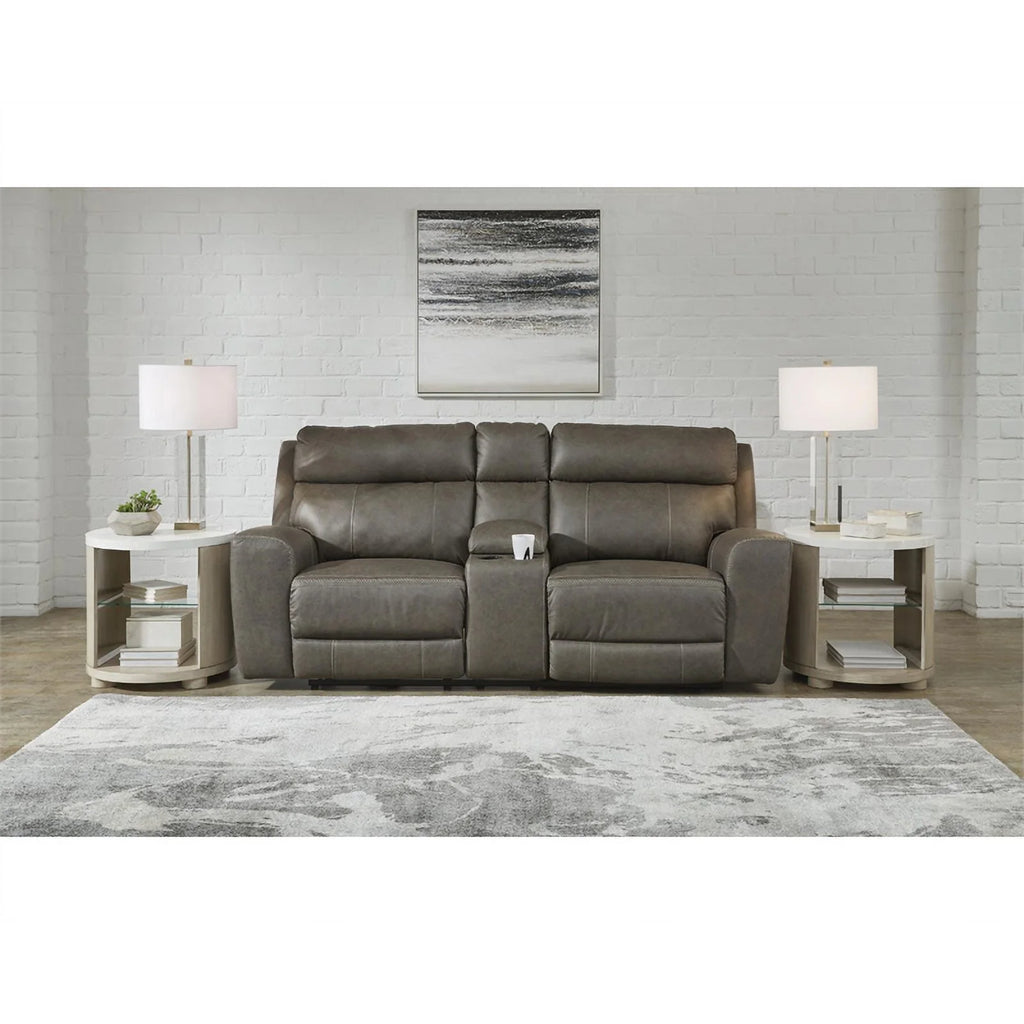 Gray Leather Power Reclining Loveseat T750321