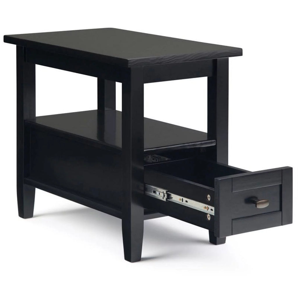 14" Black Wood Narrow Side Table Y379