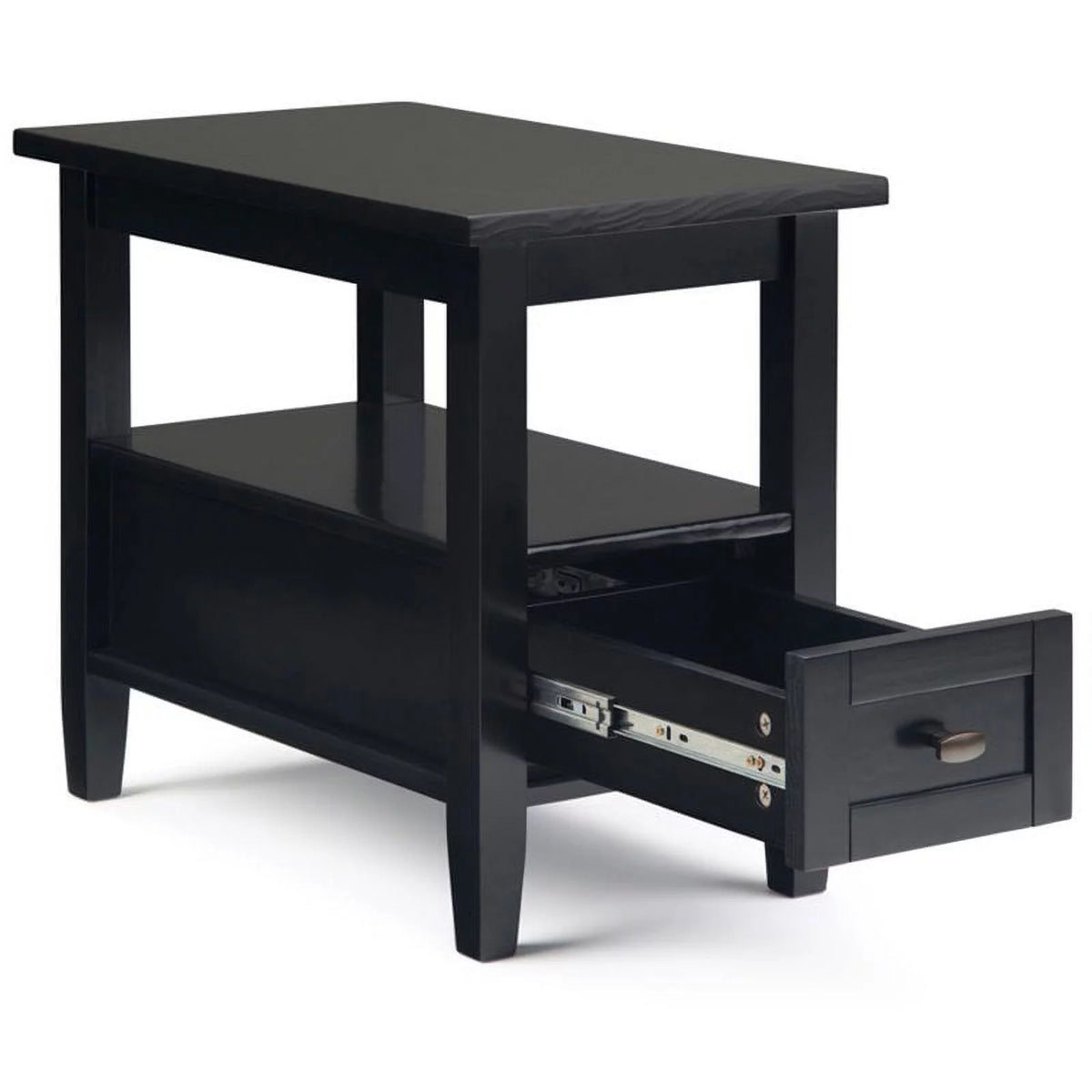 14" Black Wood Narrow Side Table Y379