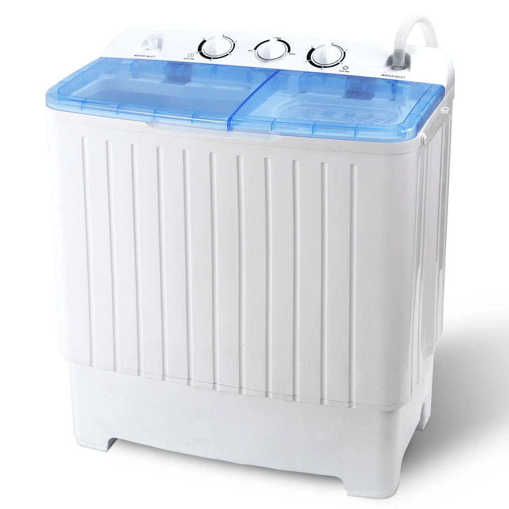 17.6lbs 2 in1 Portable Mini Washing Machine Top-Load Compact Laundry Twin Tub Washer Spin Dryer, White W5921