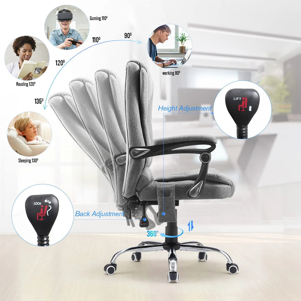 Grey Ergonomic Reclining Office Chair Z19283