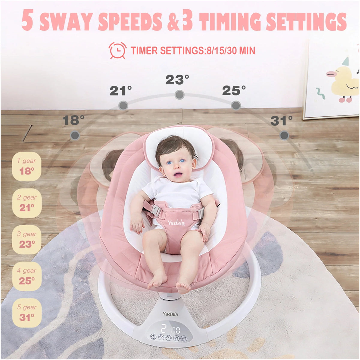 Pink Electric Baby Swing T306538