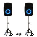 Powered 15x22 Bluetooth LED Speakers with Mics and Stands N710