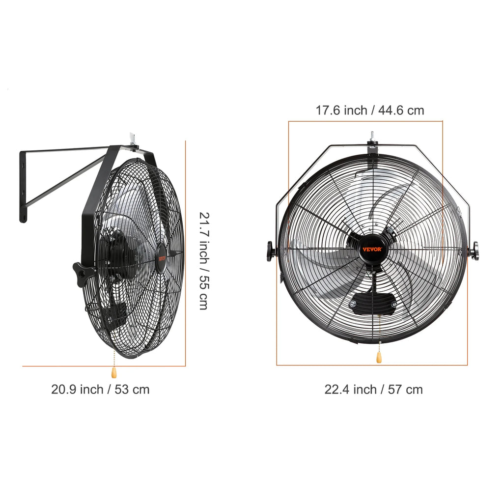 Wall Mount Oscillating Fan 17.6'' 3 Speed Waterproof I80270