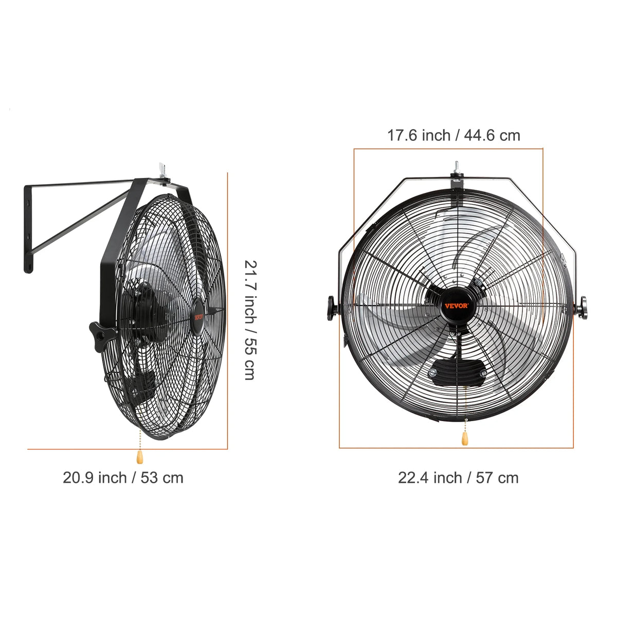 Wall Mount Oscillating Fan 17.6'' 3 Speed Waterproof I80270