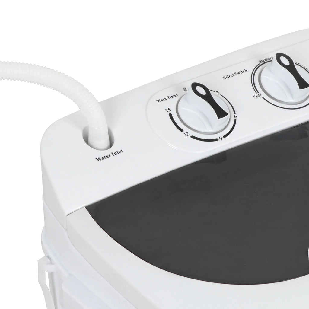 Twin Tub Portable Compact Wash Machine 13lbs Semi-Automatic White Q90280